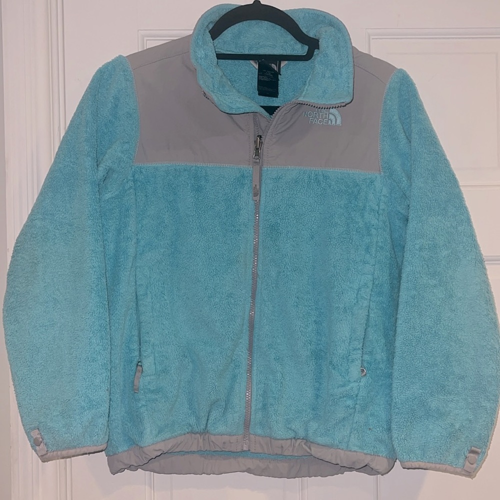 The North Face Girls Denali Zip Up Fleece Turquoise/Grey Jacket Size Large 14/16 - Picture 6 of 11